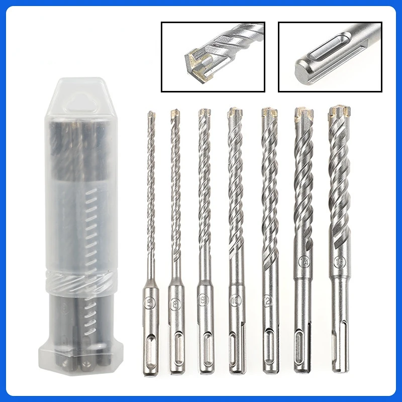 4/6/7/9pcs punte a croce 160mm SDS Plus punte da trapano Set martello elettrico Kit di punte da trapano per muratura per calcestruzzo in muratura