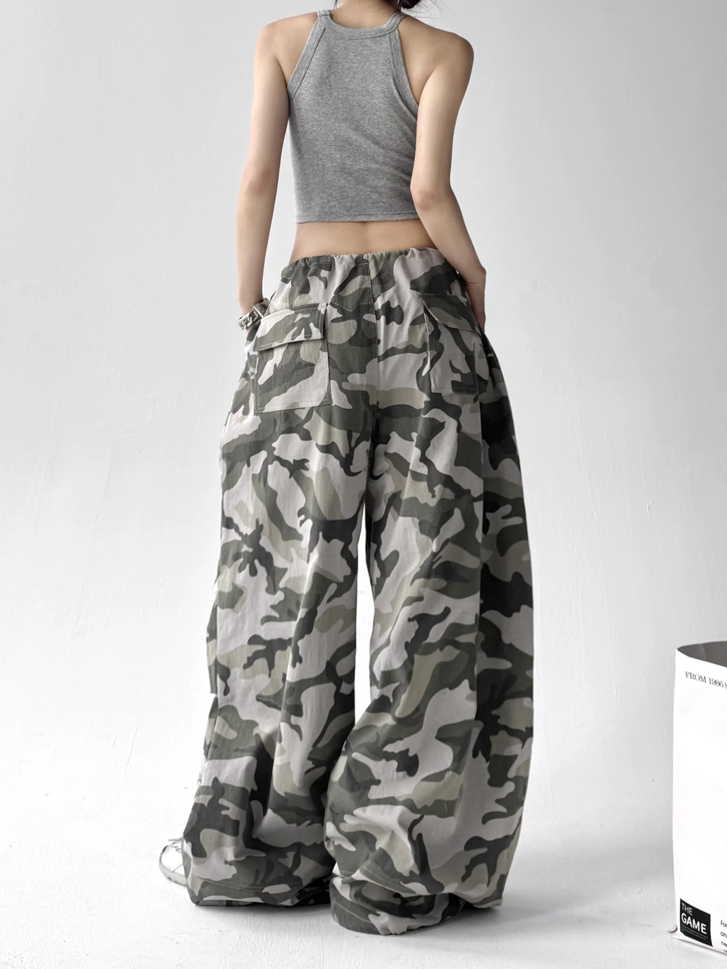 بنطال ذو قصة أرجل واسعة كحلي للنساء للخريف من الشنيل مقاس كبير حضري بسيط محبوك للكبار بنطال Altgoth رقيق فريد وبسيط