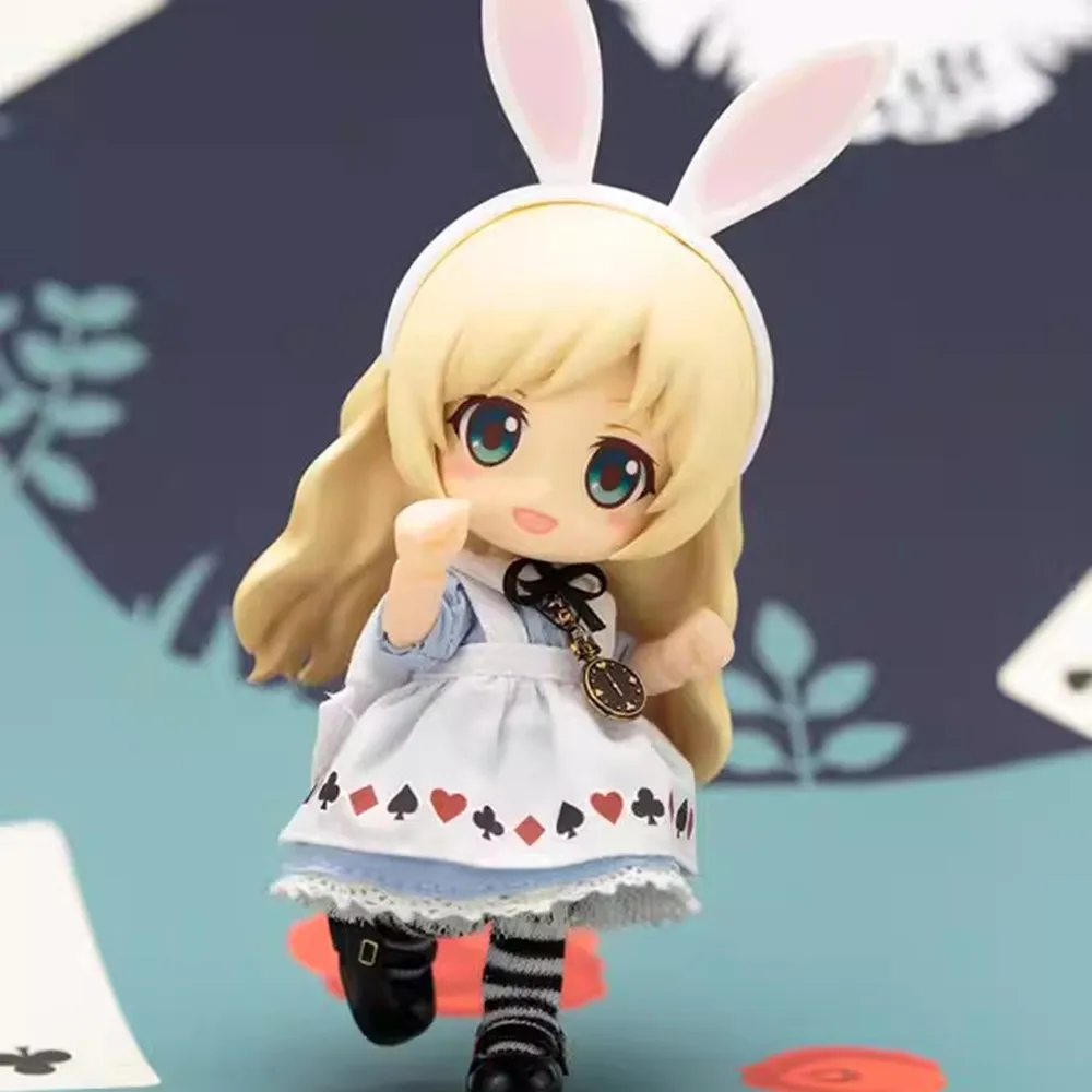 Q Version Alice in Wonderland Figurine with Ear Ear Clay Doll Jointed Moveable Cute Girl Model Collectible Anime Toy from Japan - view 5