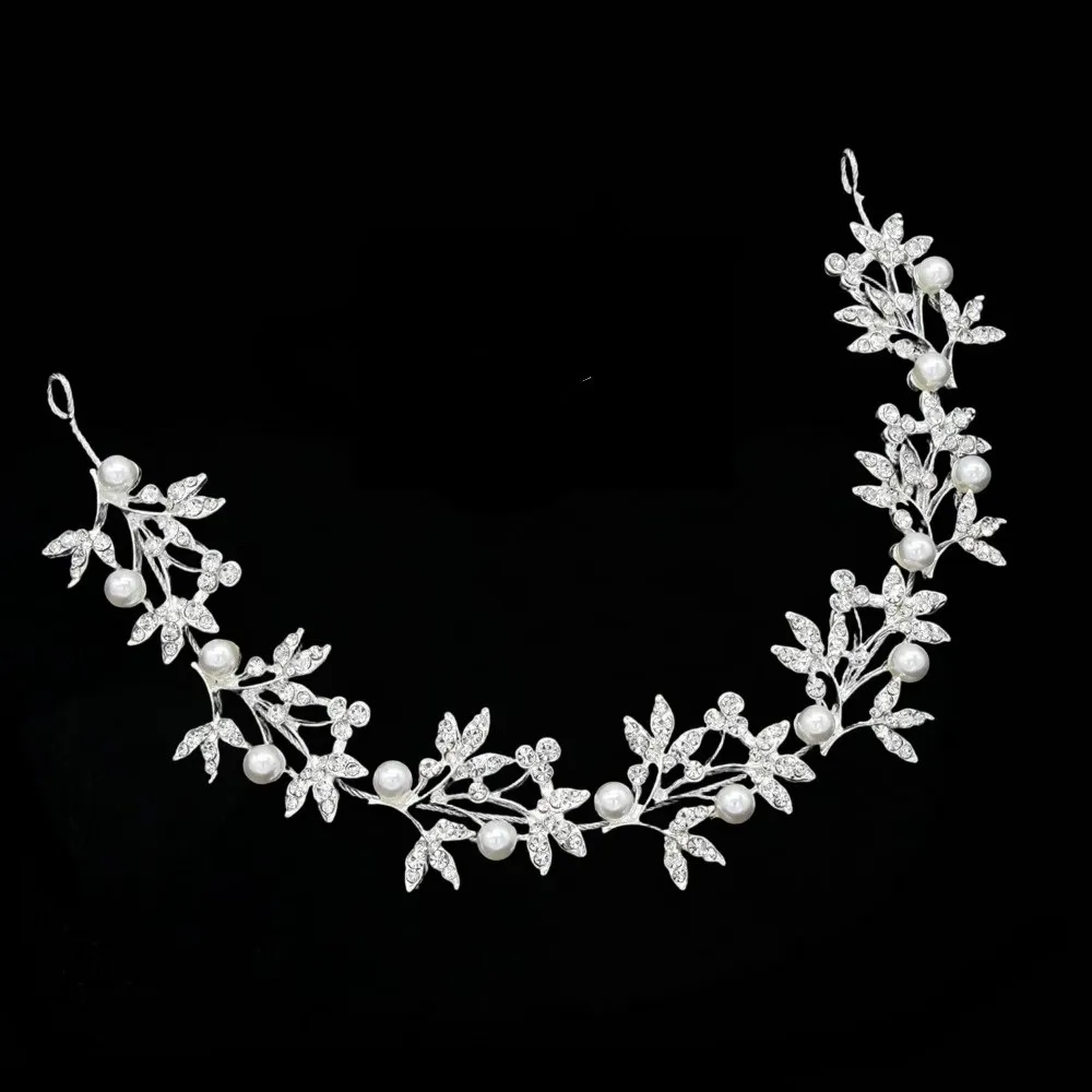 Shiny Crystal Pearl Hair Vine Luxury Pearl Baroque Queen Crown Elegant Hair Ornaments Fashion Bridal Hairband