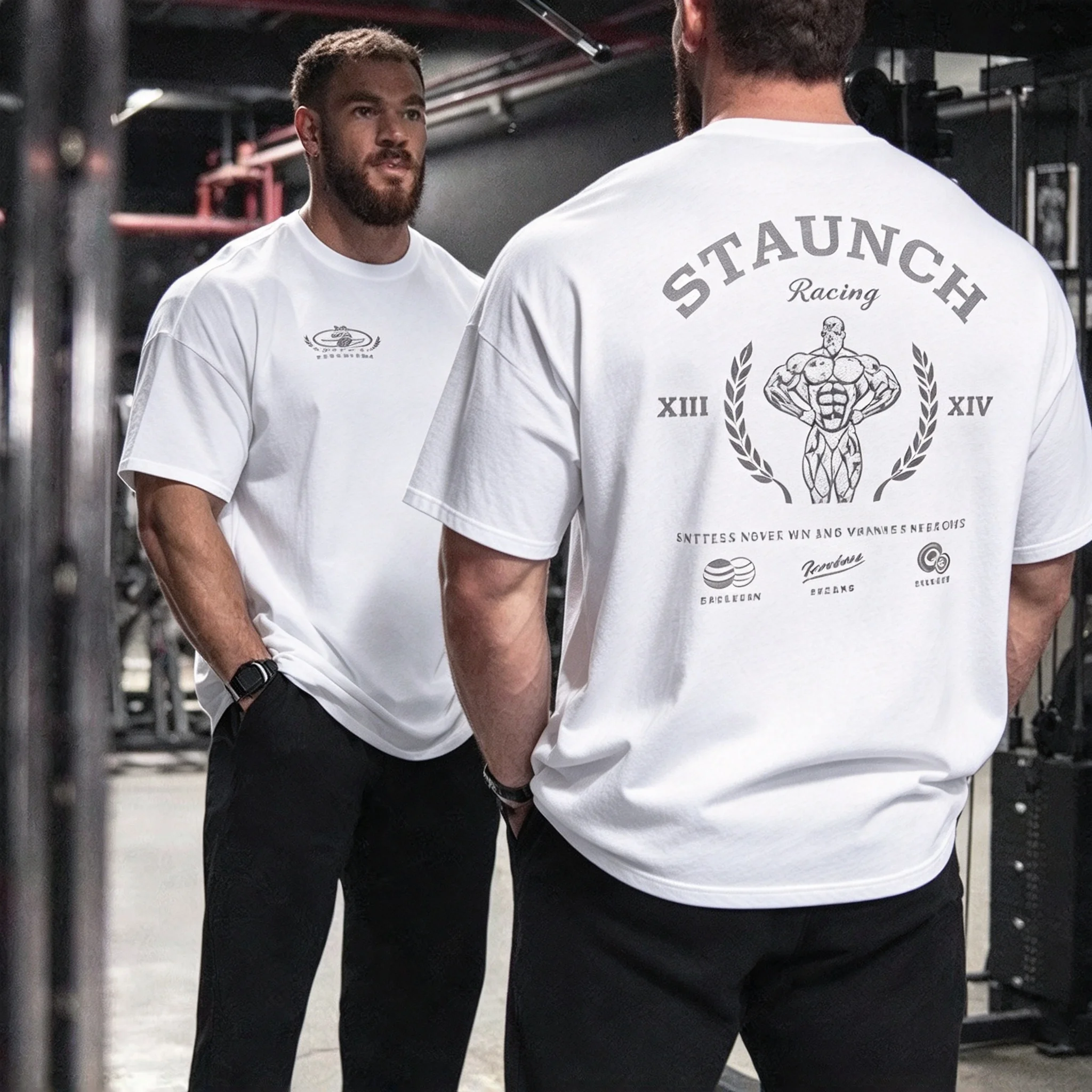 2026 New Gym Oversized T-Shirt Staunch Bodybuilder Graphic Print Unisex Short Sleeve Fitness Street Casual Tee