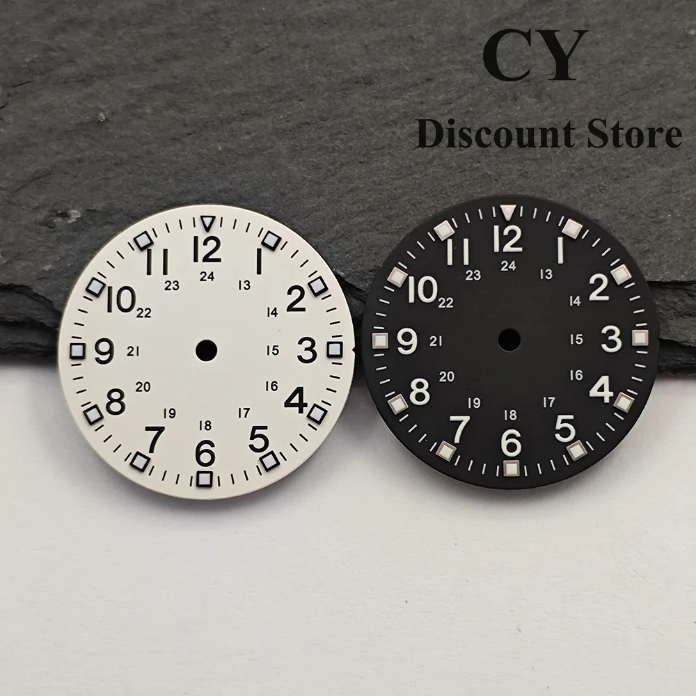 RICHUS 28.6mm Square Luminous Watch Face with Arabic 12/24 Hour Numerals DIY Fit for NH35 NH36 ETA2824 ST2130 Miyota8215 Movemen