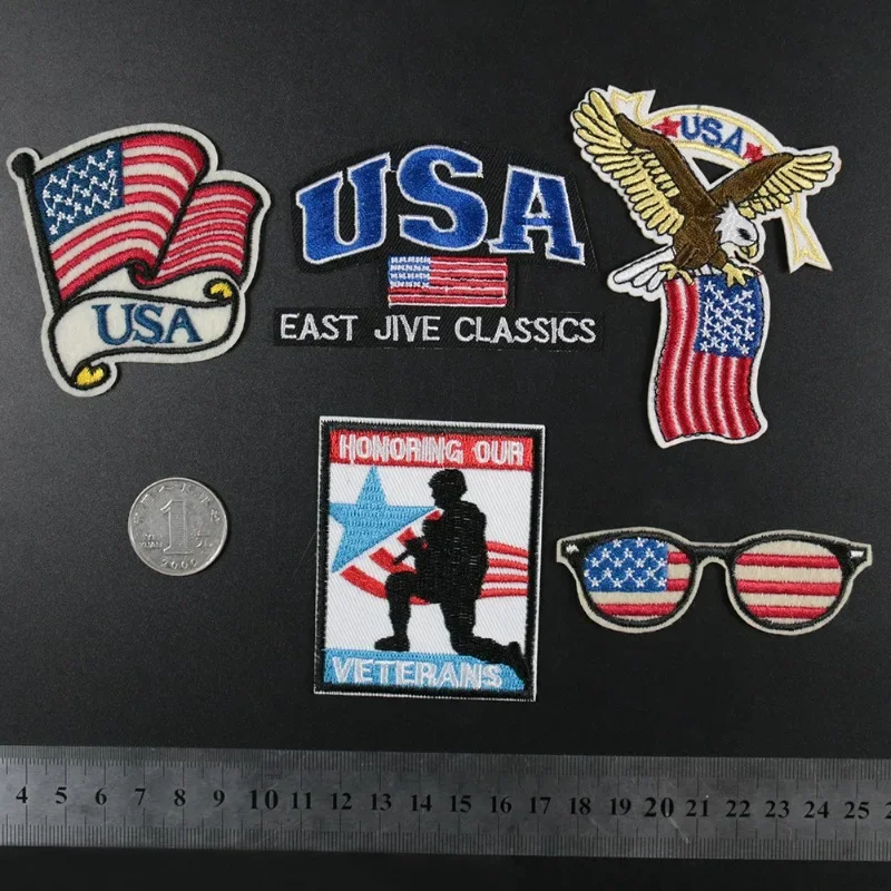 

Embroidery Cloth Sticker Eagle Flag Star Striped Flag Glasses Clothing Badge Adhesive Embroidery Patch