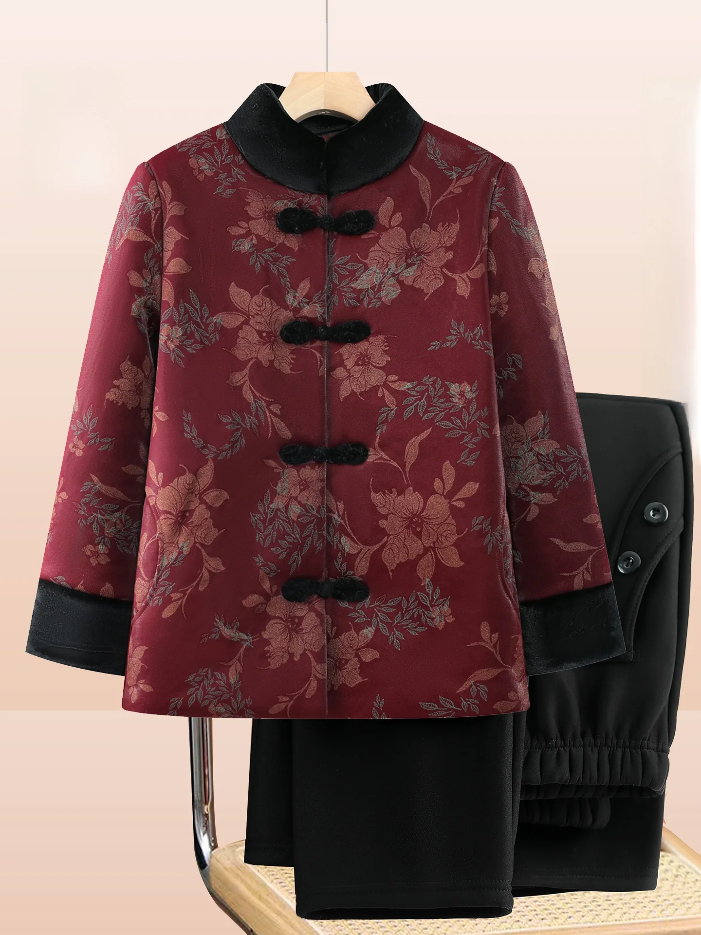 

Thiened Cotton Jaet Winter Clothes for ly Women Faionable Loose Fit with kets Long Pants Single Button Closure