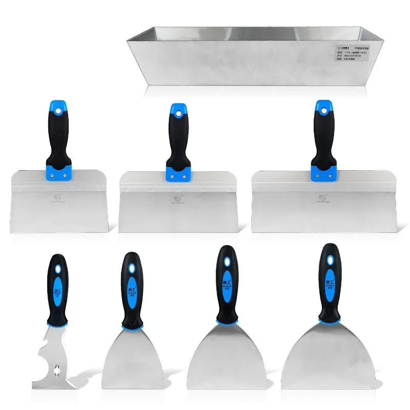 Stainless Steel Gypsum Board Hand Tool Set Putty Knife Putty Knife Cement Tank Boundary Knife Dual Color Handle