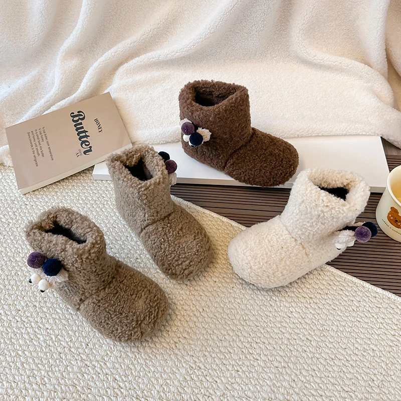 

Kids Princess Boots Suede Warm Versatile Children Casual Boots Fashion Trendy 2025 Winter New Girls Short Boots Round Toes Soft