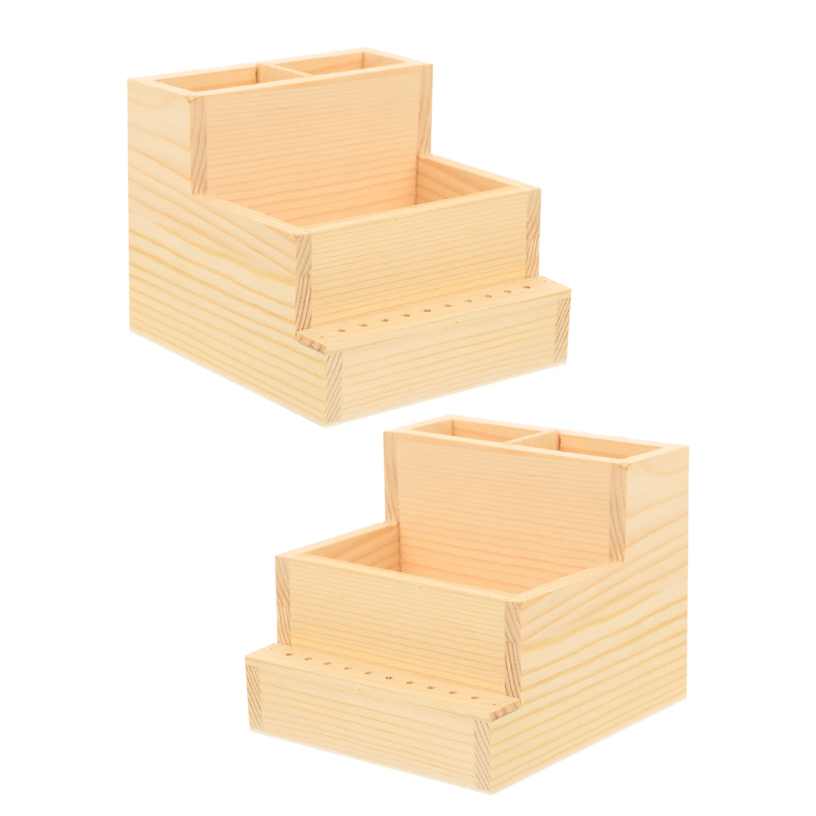 Porte-outil à ongles en bois, boîte de rangement d'outils de manucure à double couche, étui de rangement de forets à ongles, fournitures de Salon de grande capacité 2 pièces