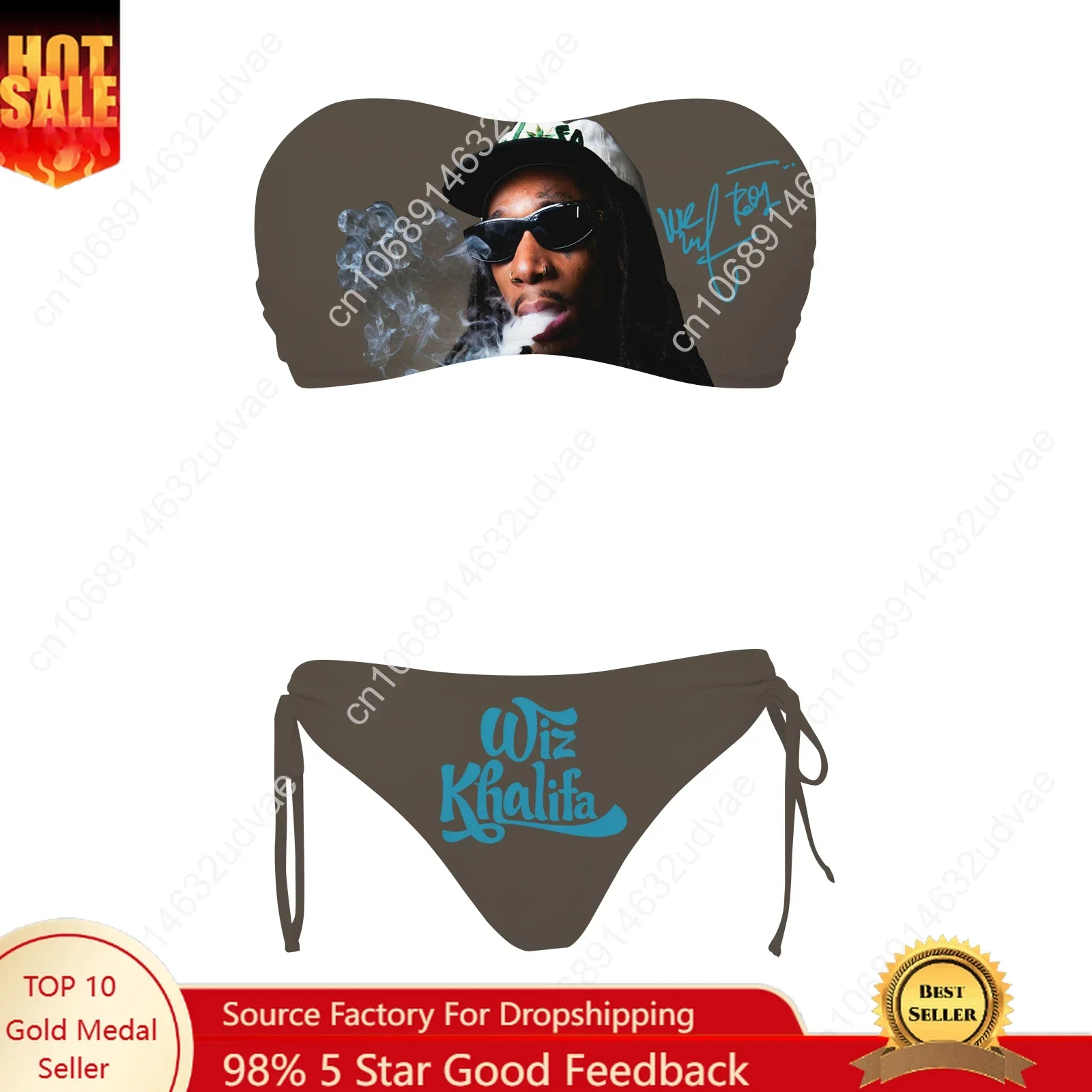Wiz Khalifa Swimsuit Womens Drawstring Two Piece Set Bathing Suits Personalized Swimwear Pool Party Bikini Customize Beachwear