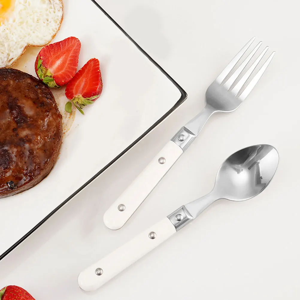 

2pcs Stainless Steel Children Fork Spoon Set Ivory Handle Anti Rust Kids Utensils Baby Cutlery Feeding Tools Dining Kindergarten
