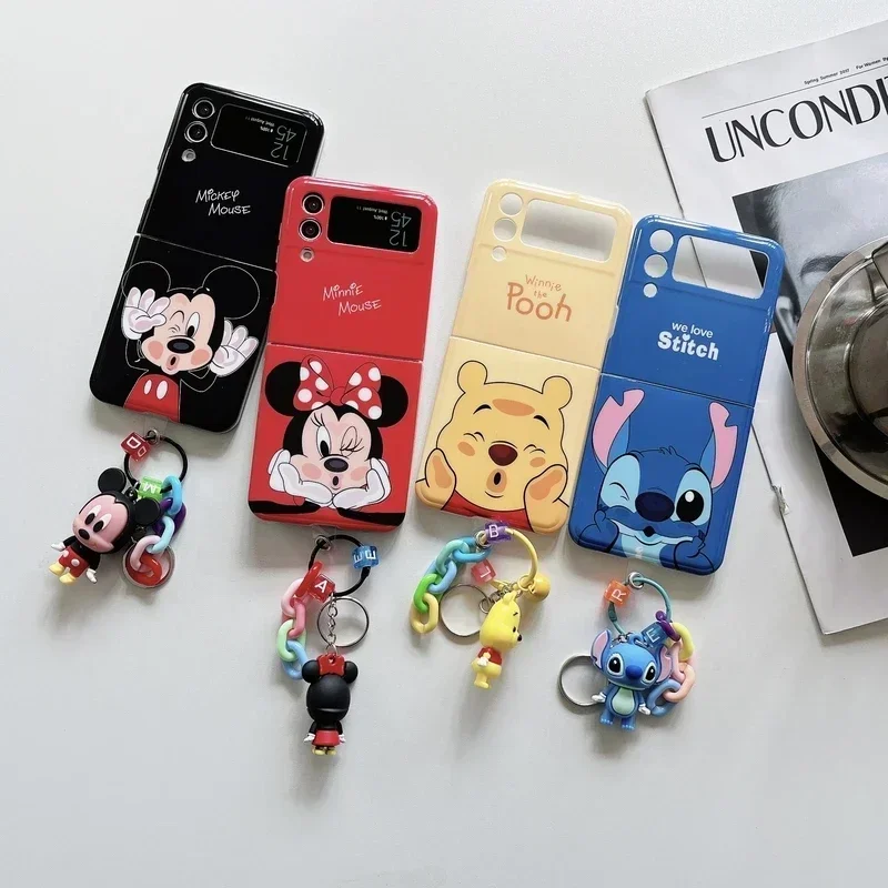 Disney Cartoon Mickey Minnie Mouse Stitch Winnie The Pooh Phone Case for Samsung Galaxy Z Flip 6 3 4 5 5G Hard Back Cover Funda