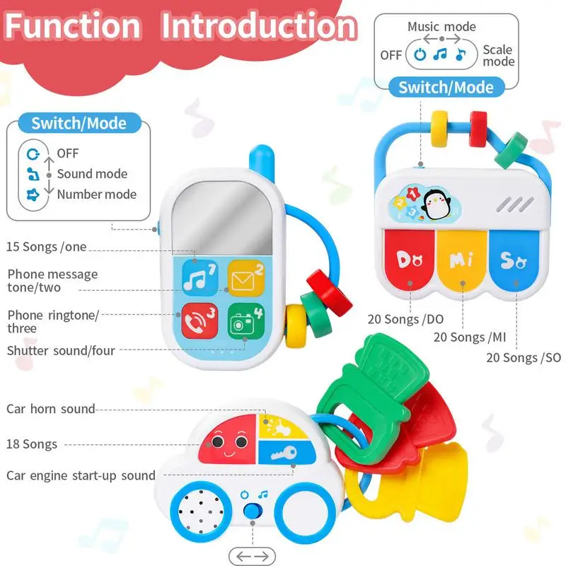 เด็ก Rattle ยางกัดชุดของเล่น 5 ชิ้น/เซ็ตเครื่องดนตรีของเล่นการฝึกอบรมการเรียนรู้การศึกษาของเล่น TeethingToddler ของเล่นของขวัญ