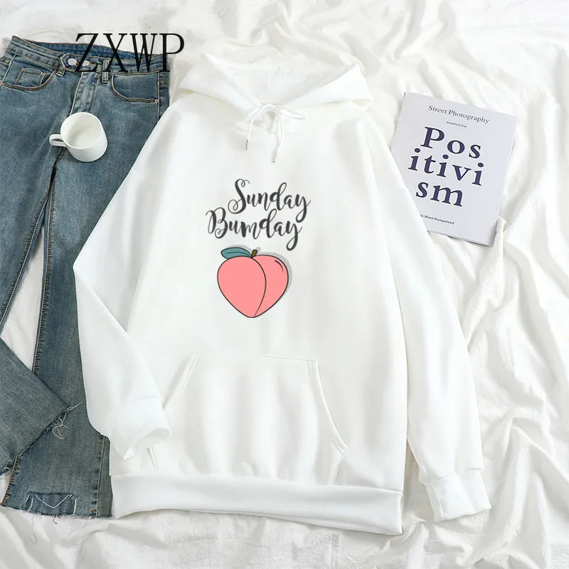 Pink Hoodies Women Printed Peach sweatshirts fashion Letter Sunday Oversized hoodie Streetwear hooded Vintage Tops Wholesale