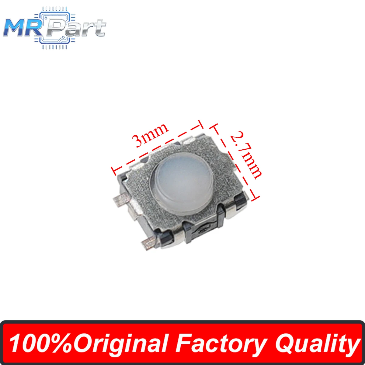 50pieces Original Factory Switch SKSGACE010 Compact High Operating Force 1.63N Micro White Round Button SMD-4Pin 3x2.7mm 1.4H