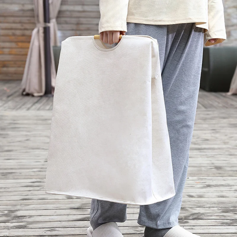 Cesta de lavandería sucia de lino y algodón, cesta de lavandería plegable de mano para el hogar, cesta de almacenamiento impermeable para dormitorio y baño, 1 ud.