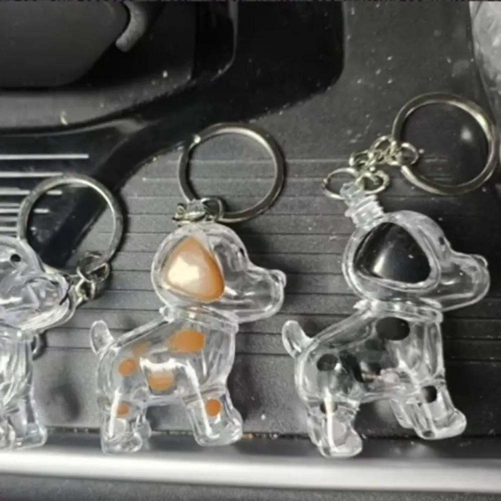 Cartoon Dog Shape Dog Hair Storage Box Transparent DIY Handmade Pet Hair Keychain Keyring Acrylic Puppy Pendants Jewelry Gift