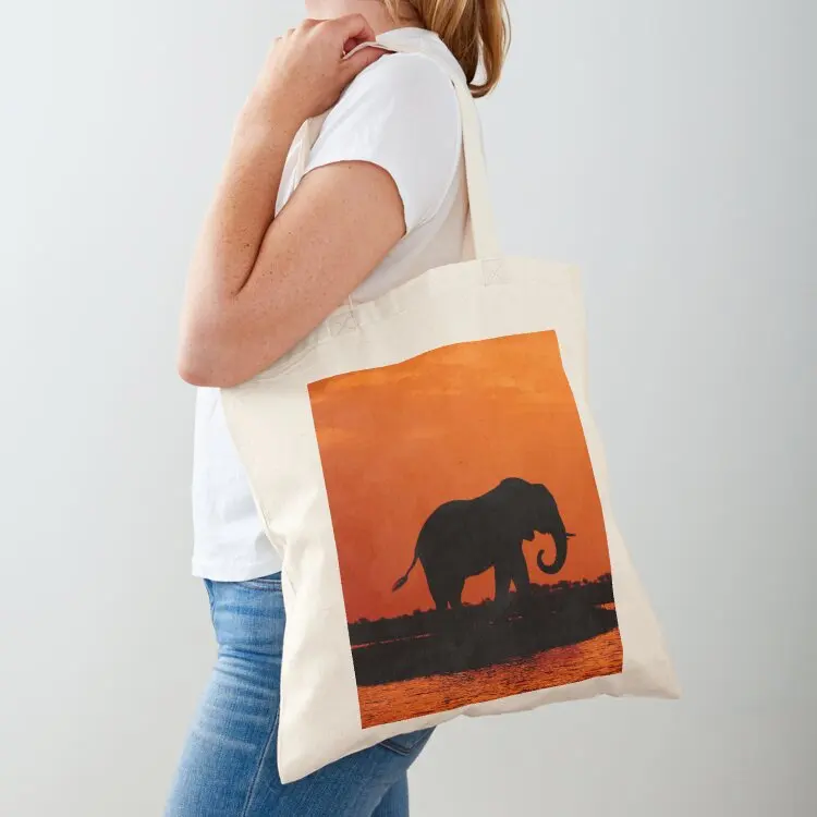 

Elephant Silhouette in the sunset Tote Bag tote bags cloth bags large size bags Cloth Handbags women