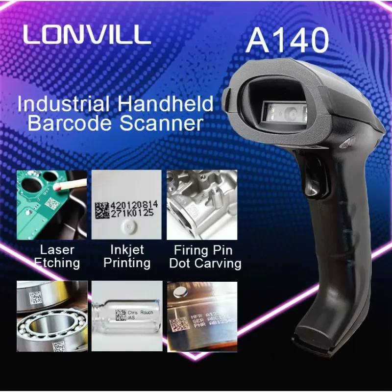 LONVILL Visão Grande Usb RS232 Leitor de Código de Barras de Produção Automotiva Indústria de Detecção de Metal Digitalização de Código de Barras Portátil