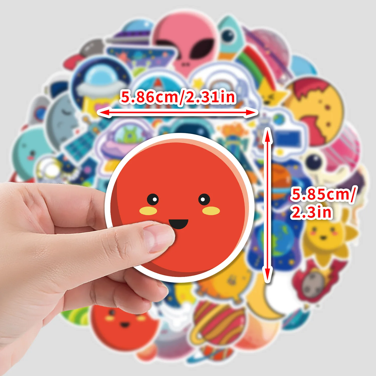 

50PCS Exquisite Cartoon Hand drawn Space Stickers Graffiti Materials Decals for Phone Cases Laptops Cups