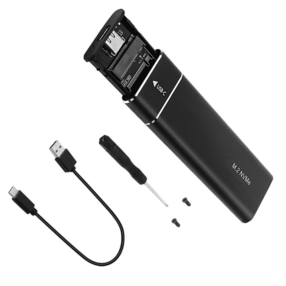 [EVENTS OFFER]Nvme Adapter M2 SSD Enclosure USB 3.1 Type-C External Protocol M and for Supports Ethernet Keys Graphics Black