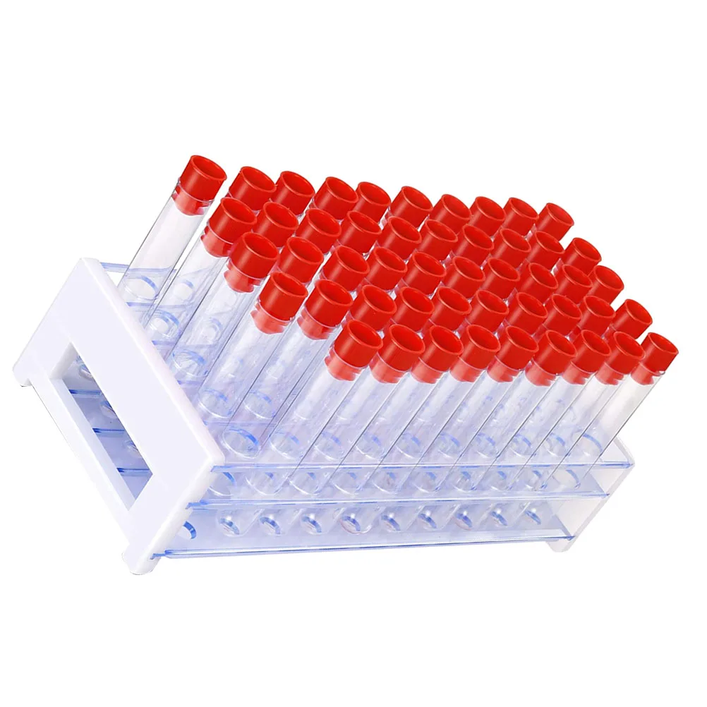 

51pcs Plastic Test Tubes 16X100Mm Set With Rack Heat Resistant Science Experiment Equipment For Crafts Detachable