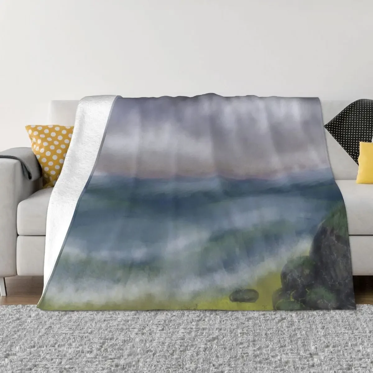 Cloudy cliff seaside Throw Blanket Luxury Giant Sofa Luxury Brand Decorative Sofas Blankets