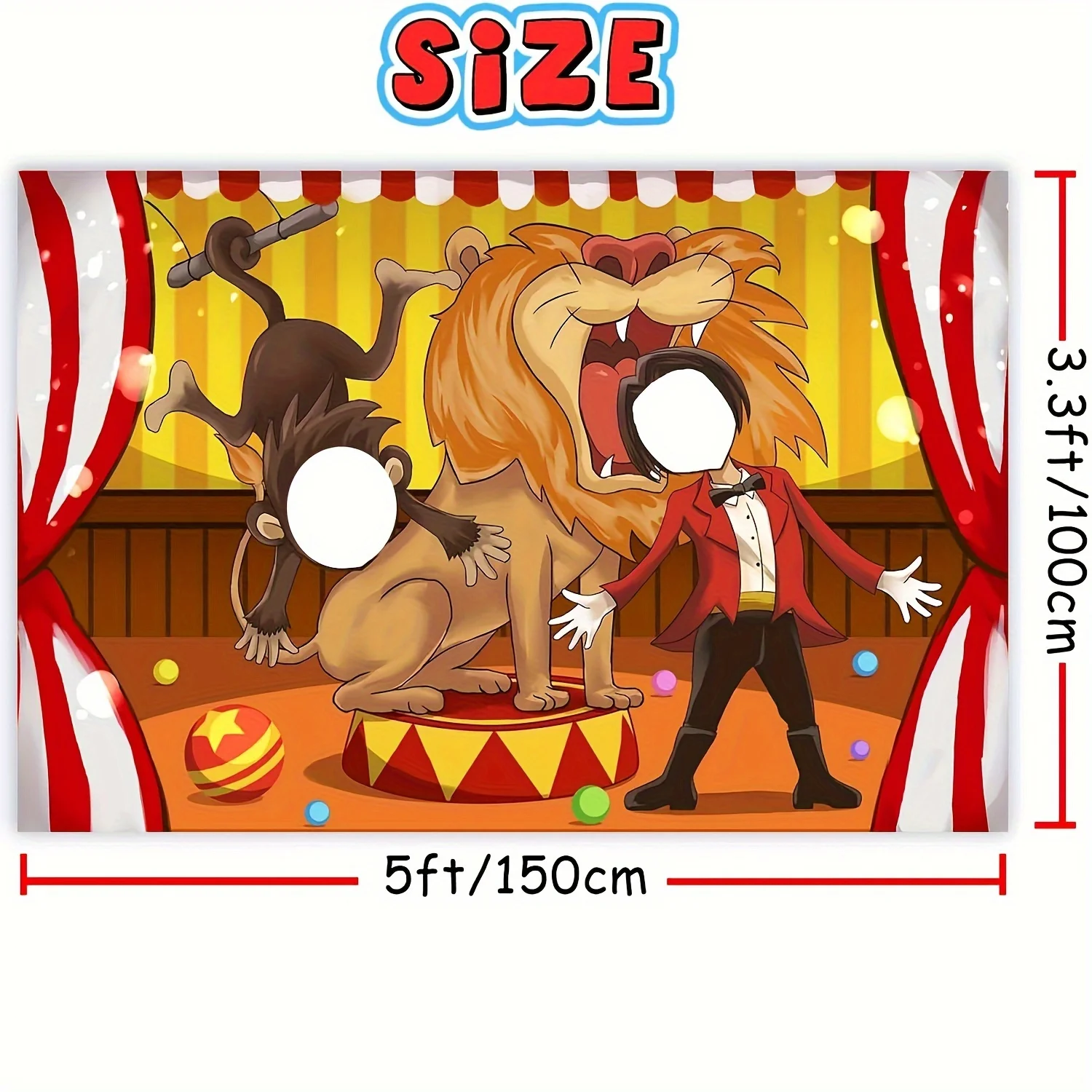 1PC 1.5 * 1M Circus Theme Lion and Monkey Party Decoration Fun Showcase Photo Vinyl Background Cloth