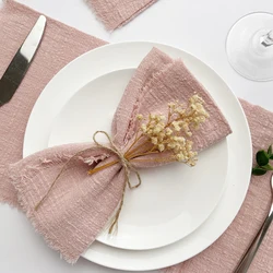 Serviette de Table Réutilisable en Gaze de Coton Rose, Torchon Minéral Rétro pour Décoration de ixde Mariage et de Noël, Vente en Gros, 32x32cm, 10 Pièces