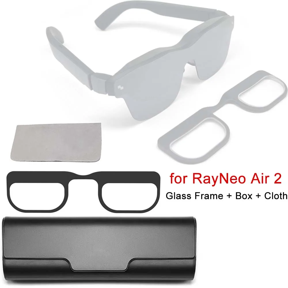 Glass Frame + Box + Cloth for Rayneo Air 2 Lens Frame Myopia Hyperopia Astigmatism Magnetic AR Glasses Accessories