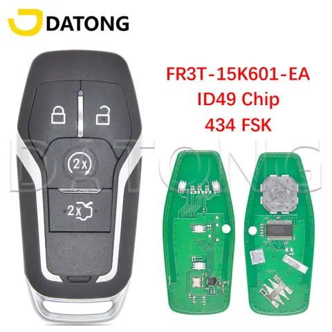 Datong 세계 자동차 리모컨 키, 포드 머스탱 FR3T-15K601-EA ID49 칩 315, 434, 868MHz 교체 프로믹시 스마트 카드