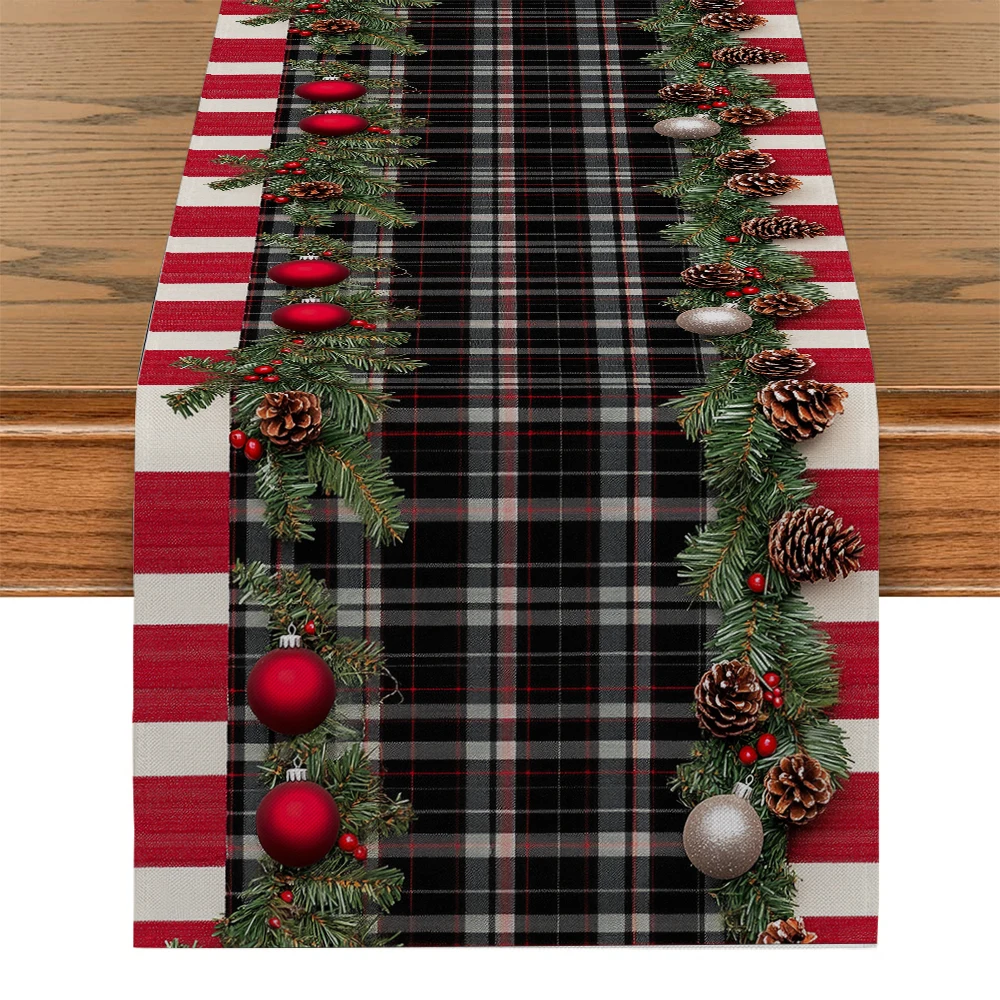 

Christmas Holly Fir Pine Cone Christmas Table Runner Kitchen Dining Decoration Table Runners Holiday Decorations Room Decor