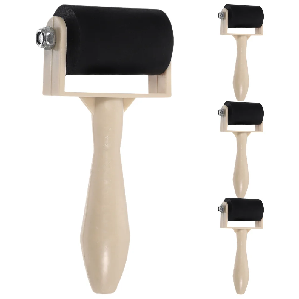 

4Pcs Rubber Roller Printmaking Plastic Handle Ink Applicator for Craft Painting Multipurpose Roller Rollers for Crafts