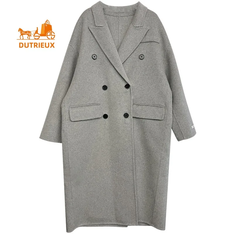 High-end Double-faced Wool Coat for Women in Winter, New Thickened and Lengthened, Warm and Loose-fitting, Elegant Cashmere Coat