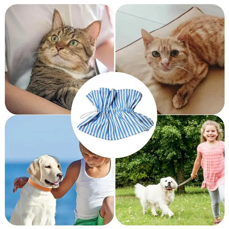 Soft Collar For Cats Polyester Soft Recovery Elizabethan Collar Drawstring Design Comfortable Protective Collar Adjustable Pet
