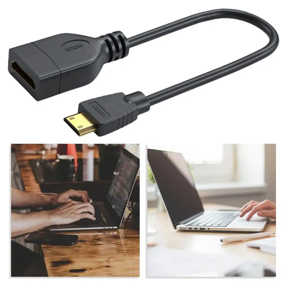 HDMI macho para fêmea cabo adaptador, Mini HDMI compatível com HDMI-cabo fêmea compatível, laptop, Tablet, C2M1