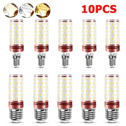 10PCS/Set E27 E14 LED Light 12W 16W 20W Super Bright Lamp Tricolor Changeable Corn Bulb 110V 220V for Home 360Degree Lighting