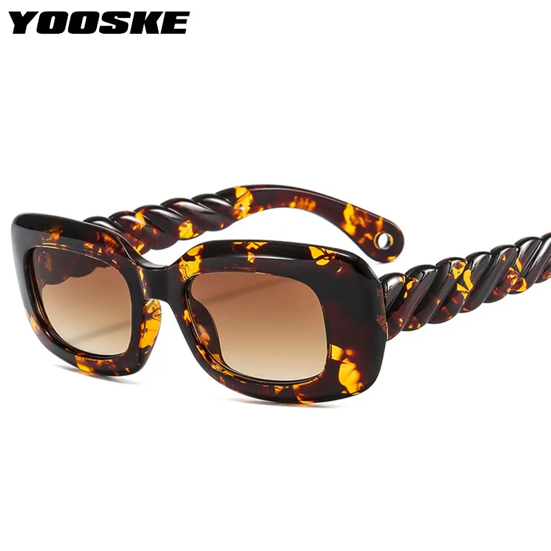 YOOSKE Brand Square Sunglasses Women Men Vintage Brand Designer Jelly Blue Sun Glasses Classic Twist Leg Goggles Shades UV400