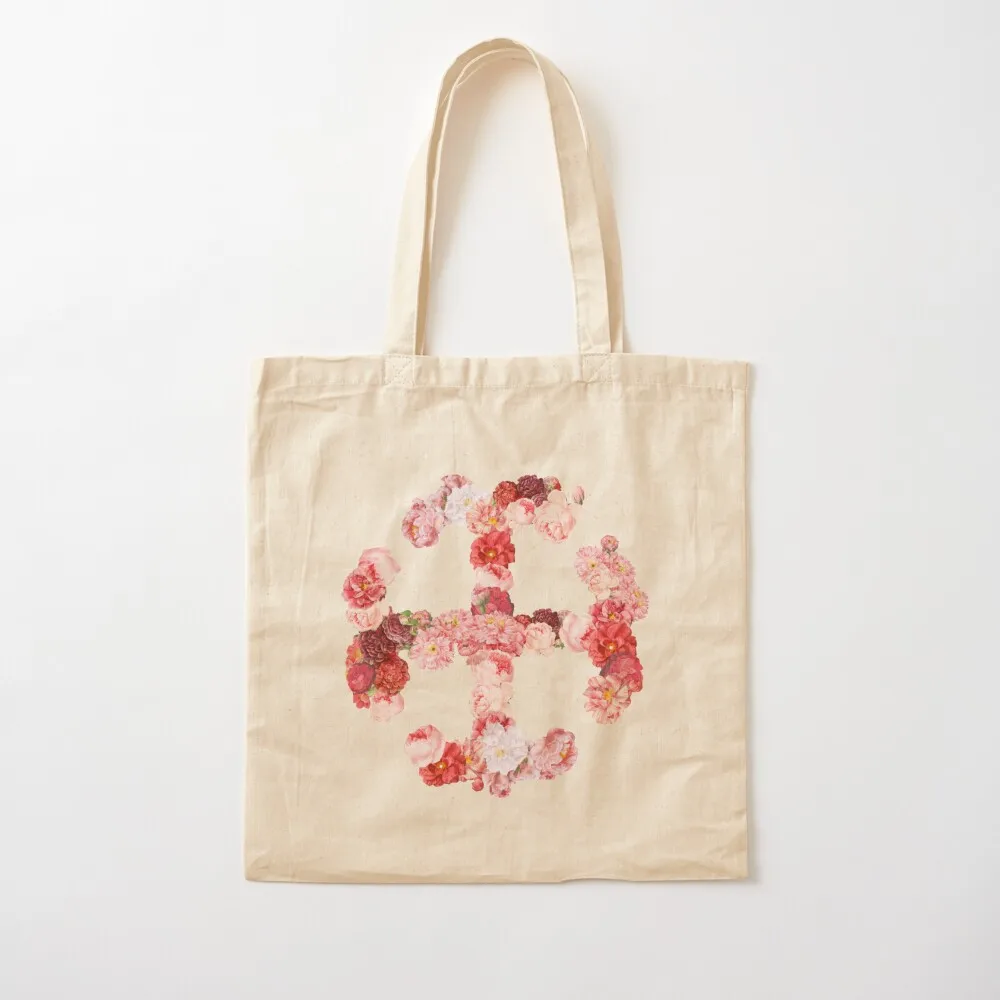 

pink floral french cross Tote Bag tote bags cloth bags ecological bags sacs de shopping Canvas Tote Bag