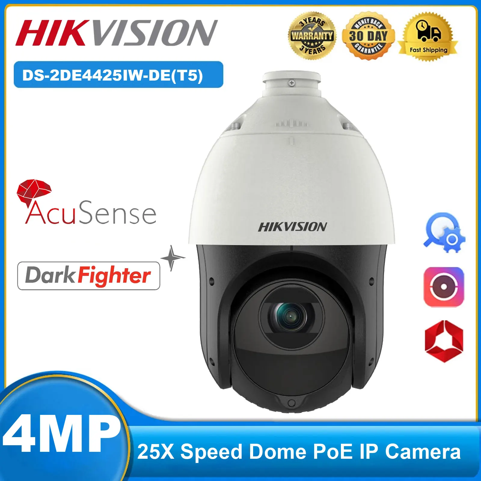 Hikvision PTZ IP Camera DS-2DE4425IW-DE 4MP 25X Zoom Powered by DarkFighter Acusense Network Speed Dome Face Capture 100m IR