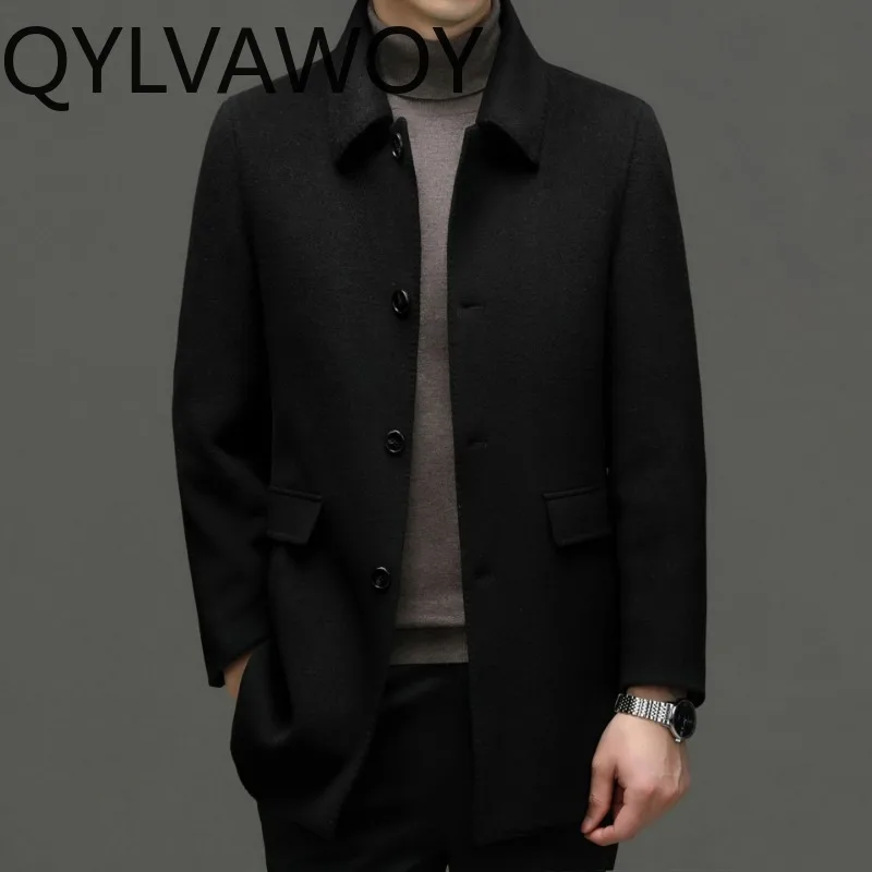 QYLVAWOY 80% Sheep Wool Man Jacket 2026 New Cashmere Jackets High Quality Coat Slim Fit Thicken Warm Clothes for Man Business