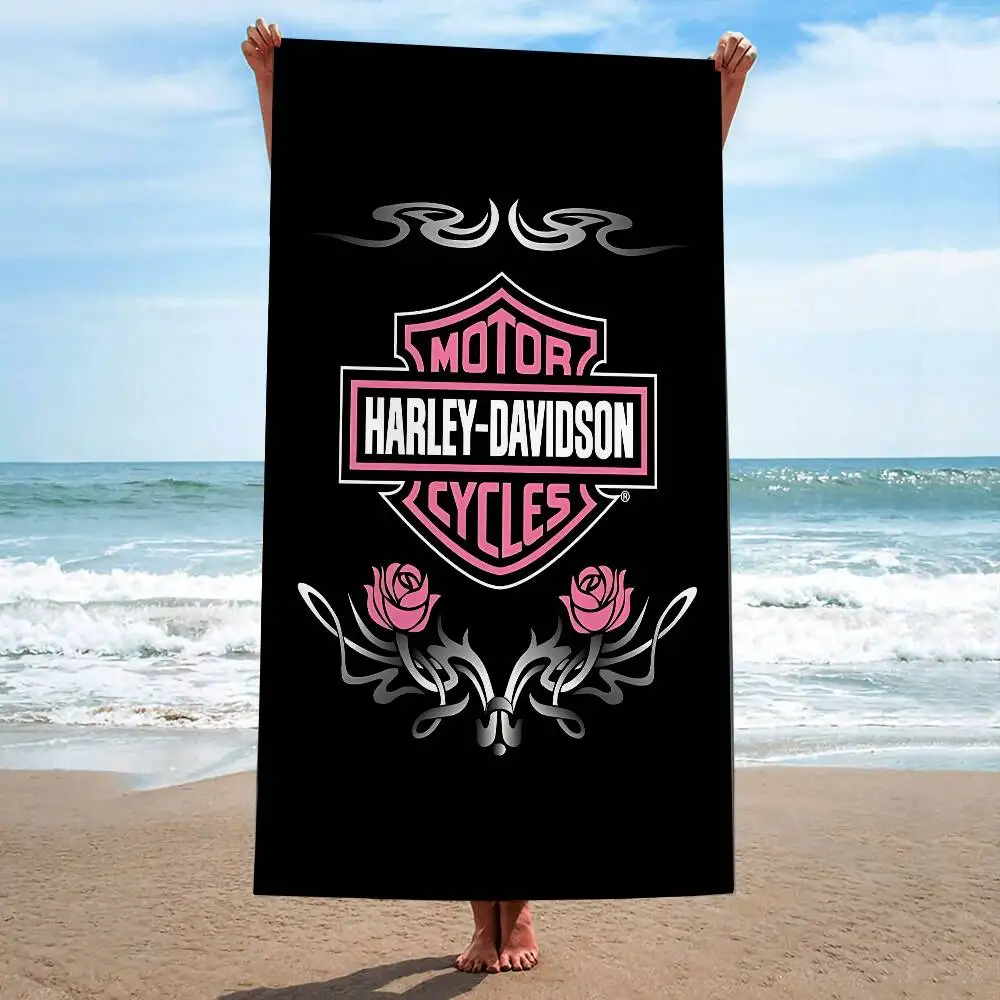 H-HarleyS LOGO Davidson Microfiber Printed Beach Towel Mountain Climbing Yoga Beach Swimming Running Absorbent Soft Towel view 2