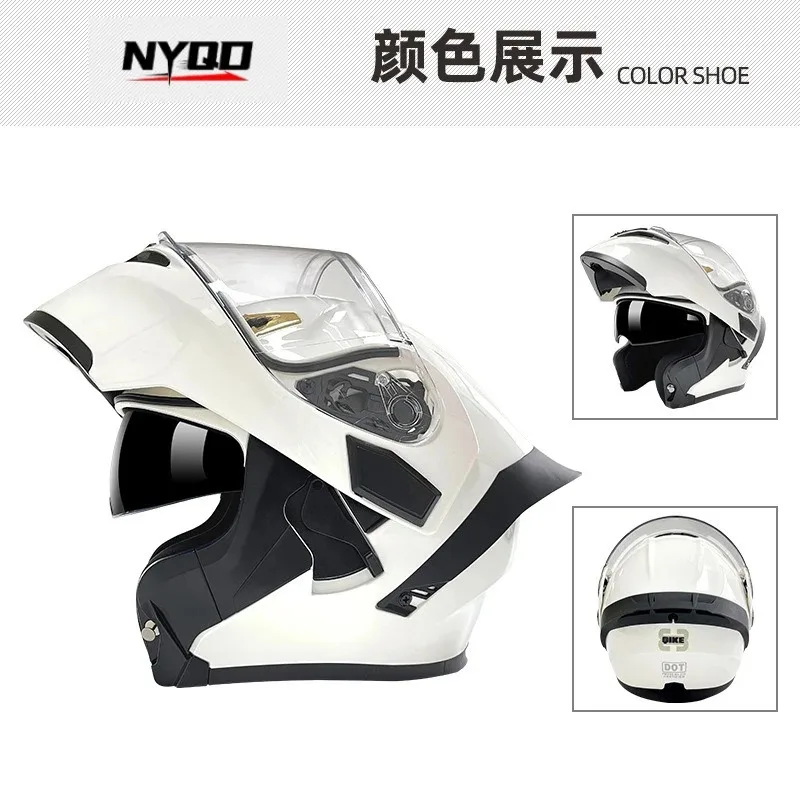 Four Seasons Unisex Motorcycle Helmet Modular Flip-Up Full Face Dual Lens Visor Big Spoiler Tail Wing DOT 3C Safety Certified
