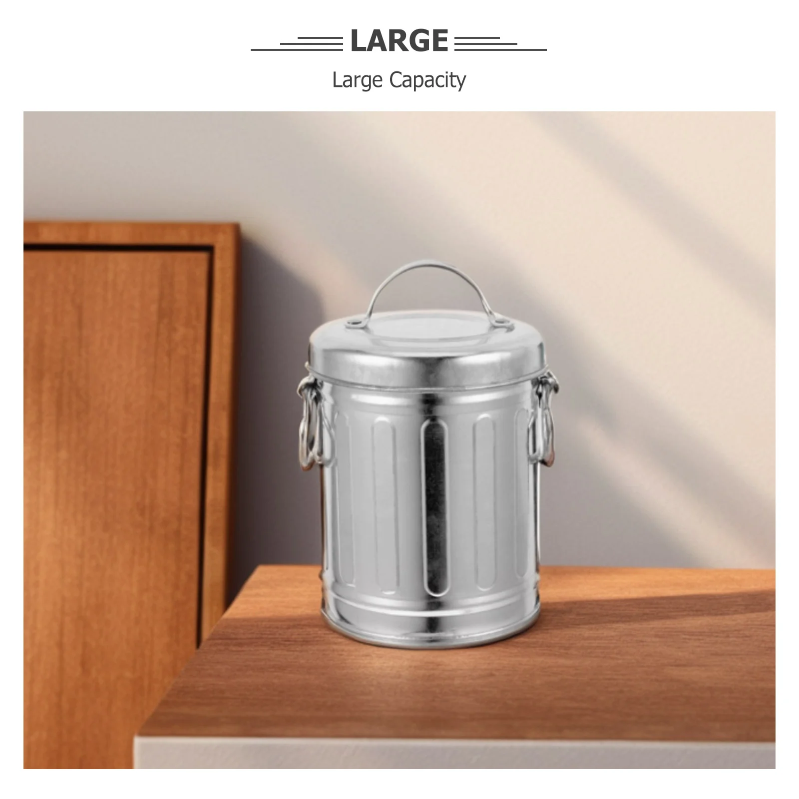 Bucket Ashtray Galvanized Metal Charcoal Office Desk Trash Can Tin with Lid Iron Small Cover Mini Desktop Kitchen Bin