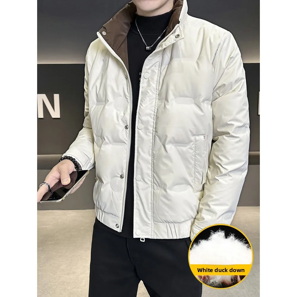 

Модная легкая мужская пуховая куртка с воротником-стойкой, зимняя, теплая, повседневная, новая модель