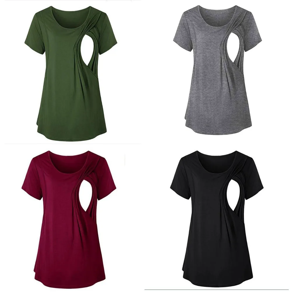 

Summer women Short-sleeved T-shirt Nursing Tees pregnant woman clothing Top Maternity Clothing Breastfeeding T-shirt S-M-L-XL