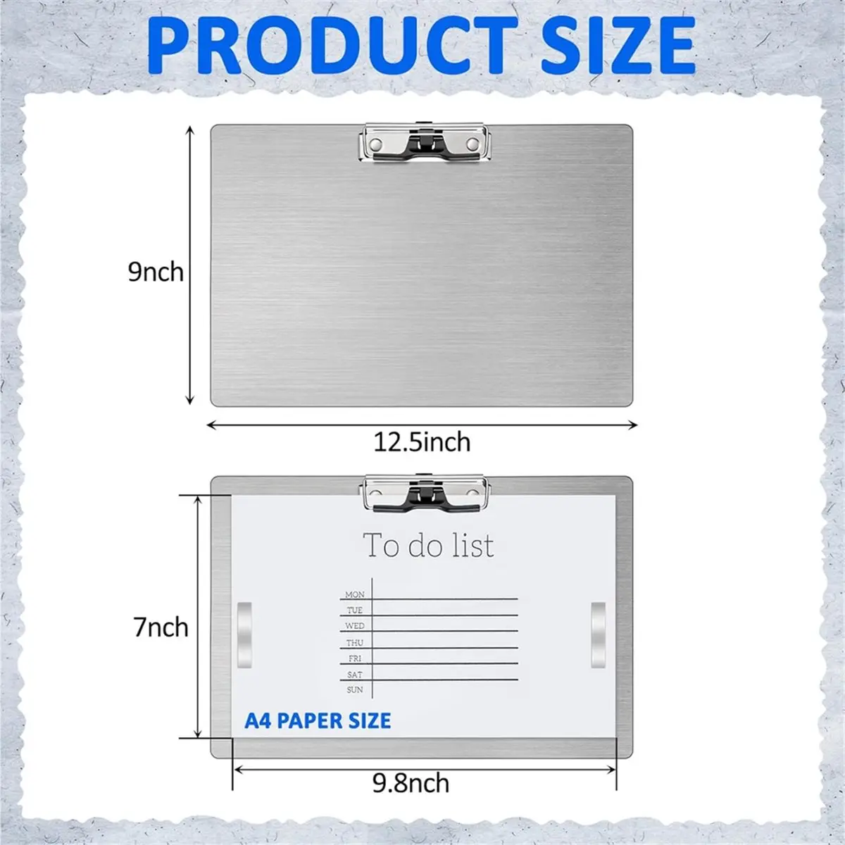 NOCM Stainless Steel Magnetic Clipboards A4 Letter Size Document Holder for Fridge Cooking Recipe Splints B
