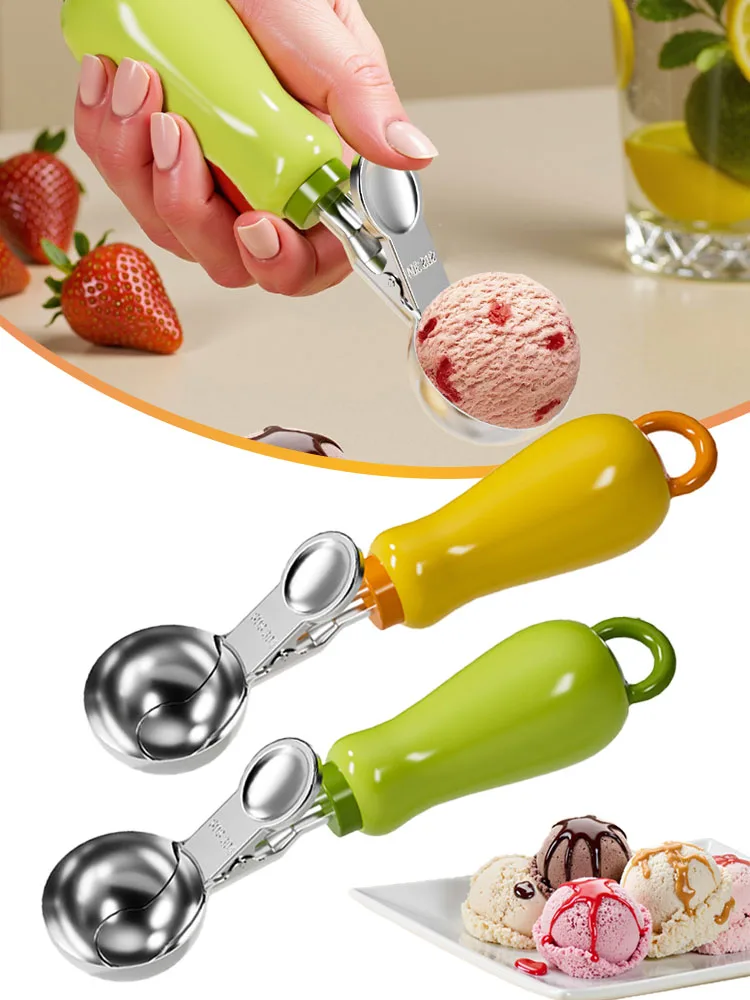 

Stainless Steel Ice Cream Scoop Spring Handle Mash Potato Watermelon Ball Scoop Ice Cream Mold Home Kitchen Accessories Gadgets