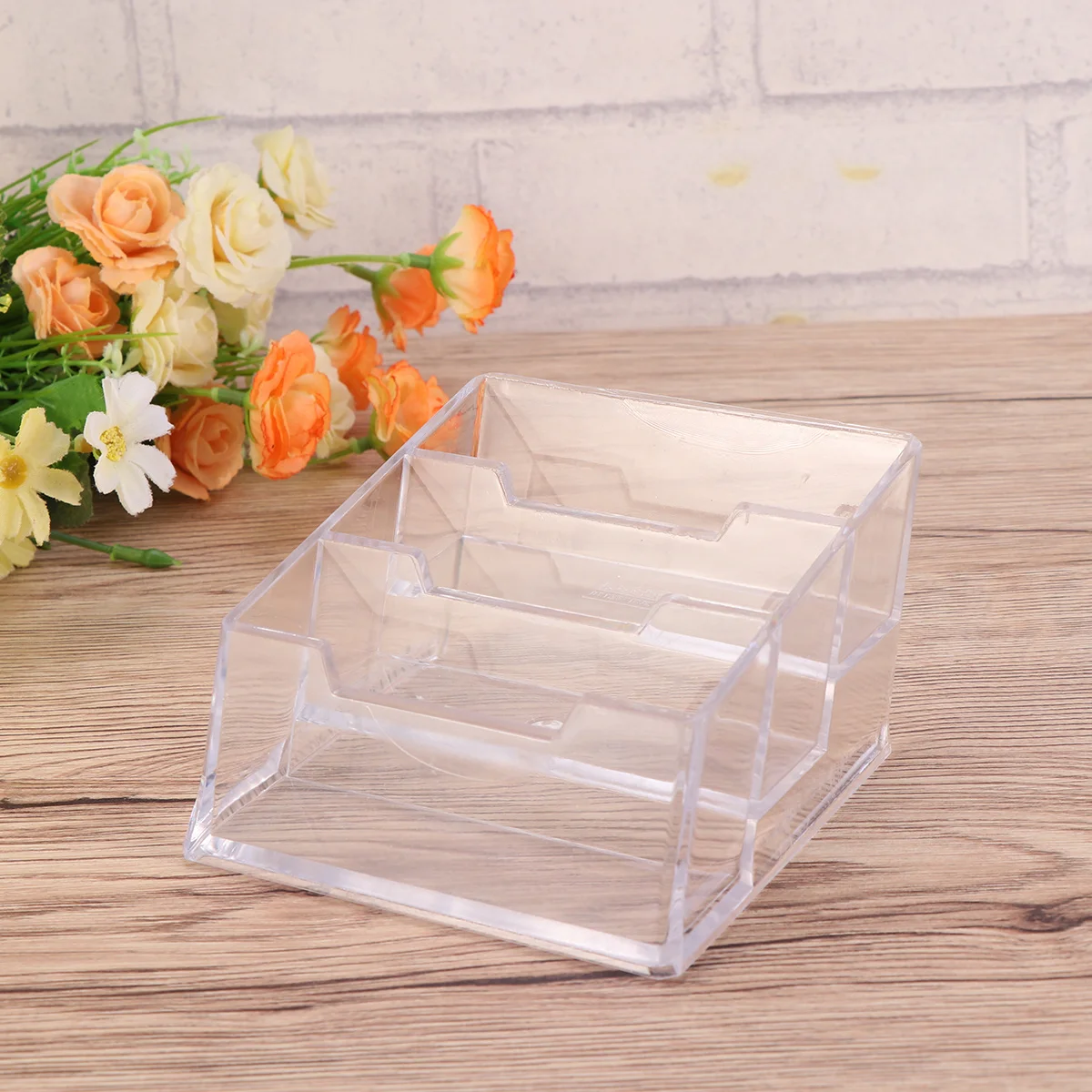 

Business Case Three Compartments Premium Storage Box for Cards Photos Memo Office Stationery Decorative