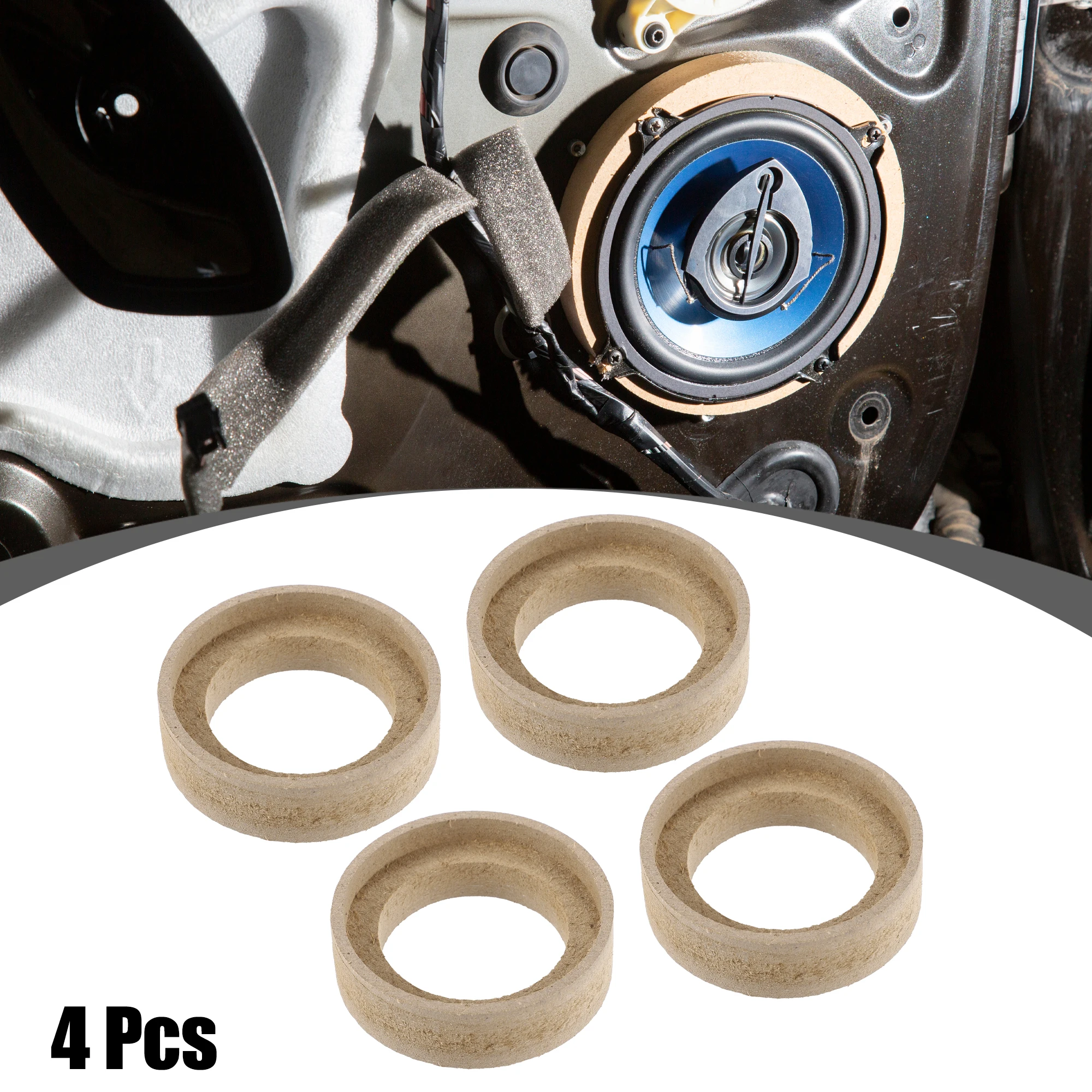 X Autohaux 4 Pcs 1 Inch 1.5 Inch 2 Inch 3 Inch 3.5 Inch 4 Inch 6.5 Inch Speaker Subwoofer Mounting Spacer Rings Solid Wood Beige