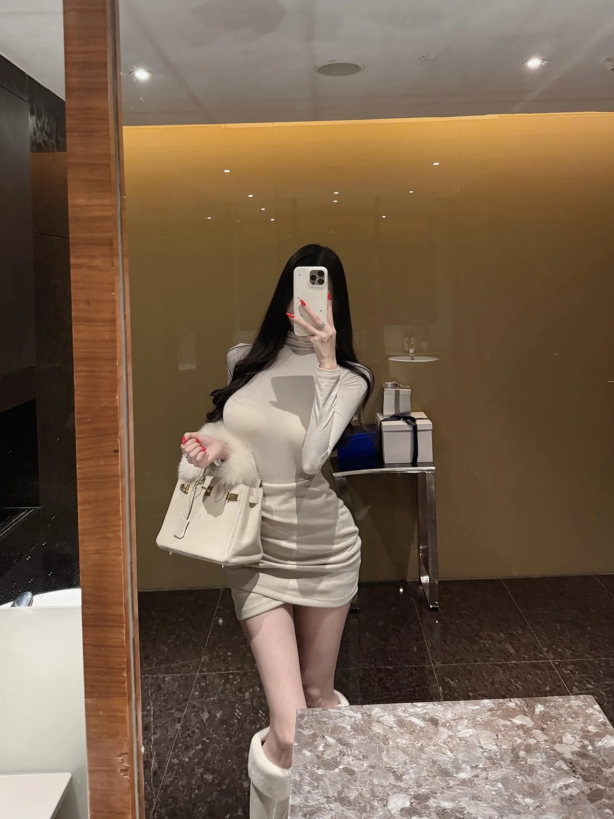 

Super Slim Long Sve T-irt Pure Desire Warm Base irt Top for Women Korean Sle Fene Design Cotton Polyester Fabric