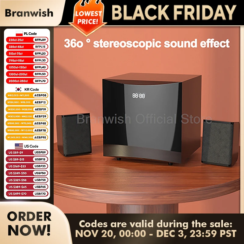 2.1 Sound Box Amplifier 31W High Power Bluetooth Speaker 4 Inch Subwoofer Home Theater Home Cinema 360°Sound System PC Audio Set